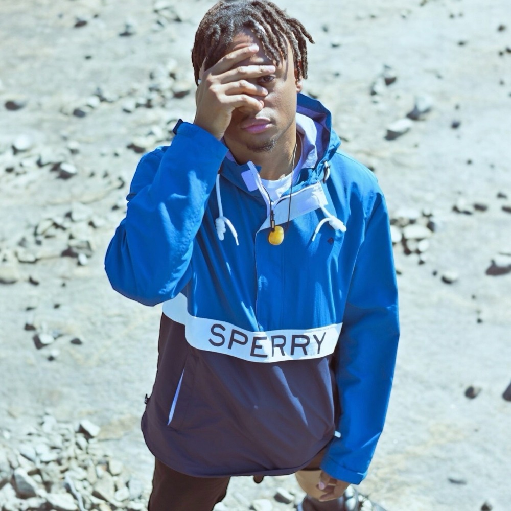 Sperry Water Resistant Anorak Teal Navy 3/4 Zip‎ Windbreaker Jacket Size M #389